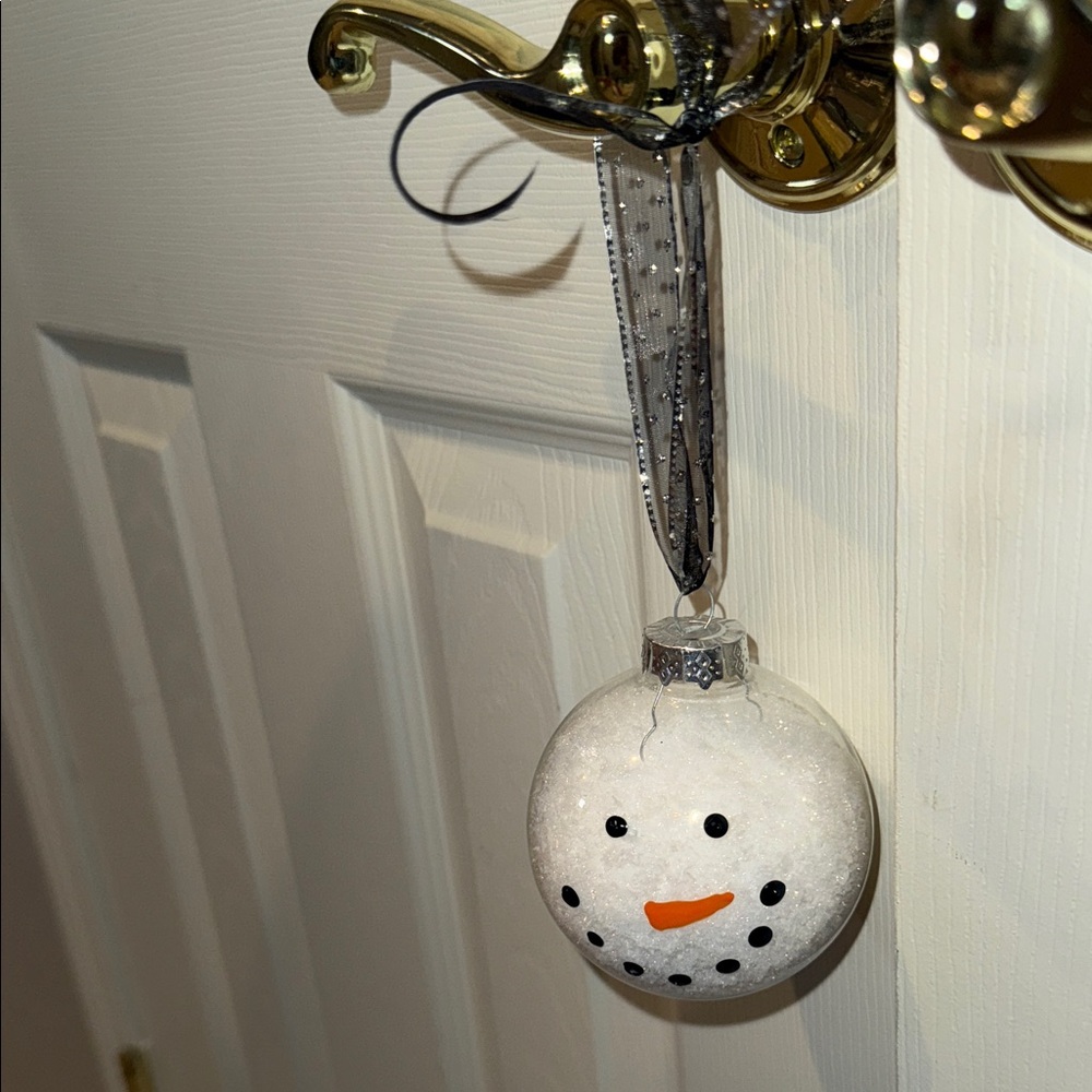 Snowman Holiday Ornament with Black and Orange Accents